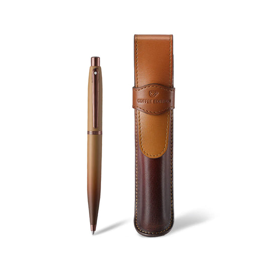 Sheaffer VFM Coffee Edition Ballpoint Pen with Leather Single Pen Pouch Gift Set