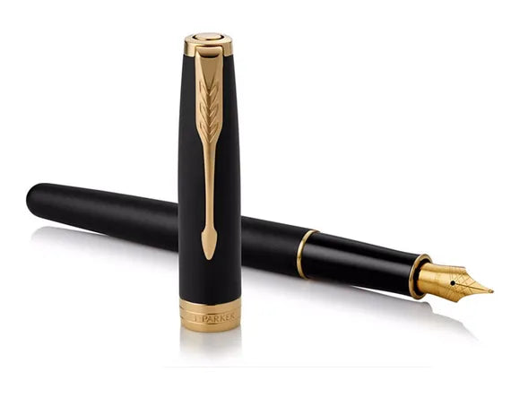 Parker Sonnet Matte Black Gold Trim Fountain Pen