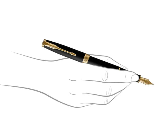 Parker Sonnet Matte Black Gold Trim Fountain Pen