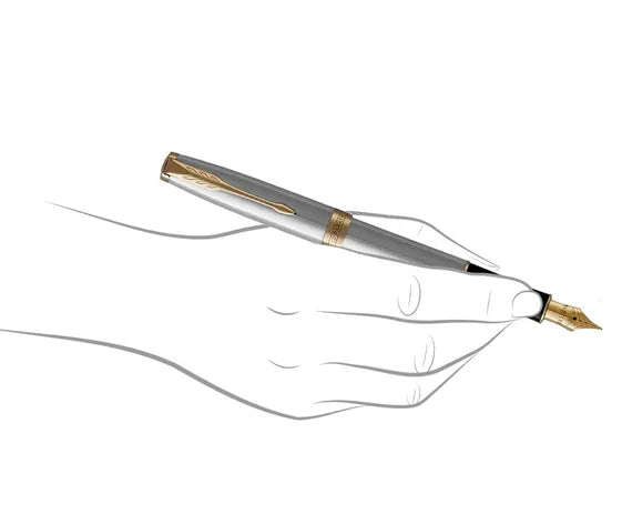 Parker Sonnet Stainless Steel Gold Trim Fountain Pen