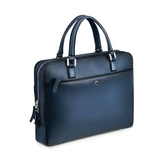 Lapis Bard Ducorium Spencer 14-inch Slim Leather Laptop Bag in Navy, view 2