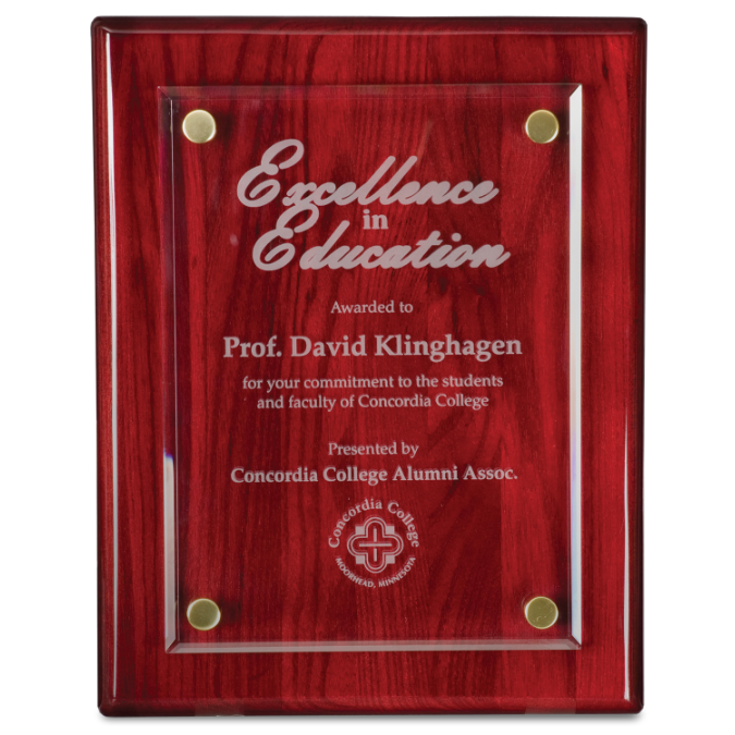 Rosewood Floating Glass Wood Award Plaque