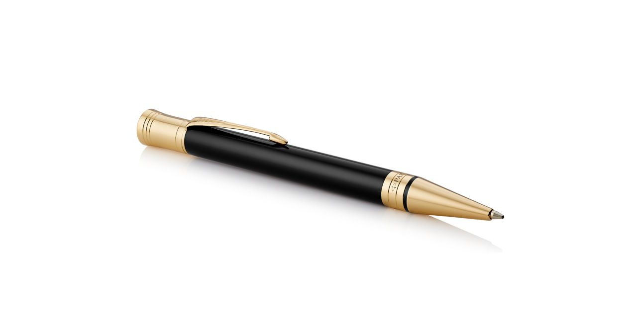 Parker Duofold Classic Black Retractable Ballpoint Pen With Gold Trim